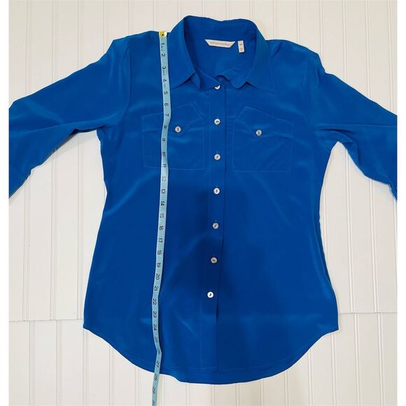 Soft Surroundings Women's XS Petite Blue 100% Silk Button-Up Shirt 3/4 Sleeve - Picture 14 of 14